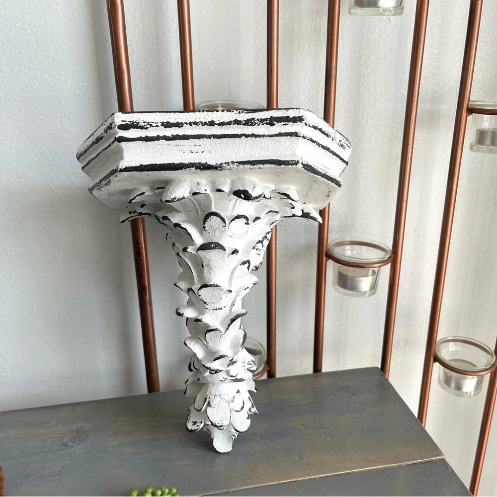 Eclectic Revival Upcycled Hand Painted Decorative Wall Display Shelf White Black